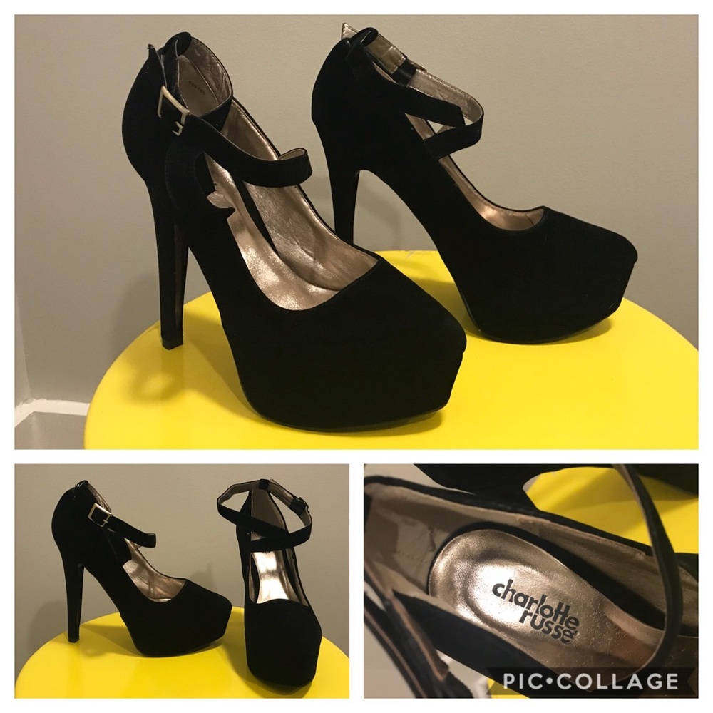 Black High Heels with Ankle Strap